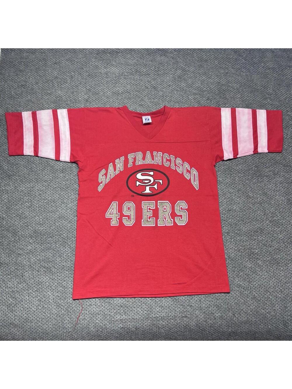 Vintage 80S San Francisco Football T-Shirt Medium Logo 7 RARE MENS RED
